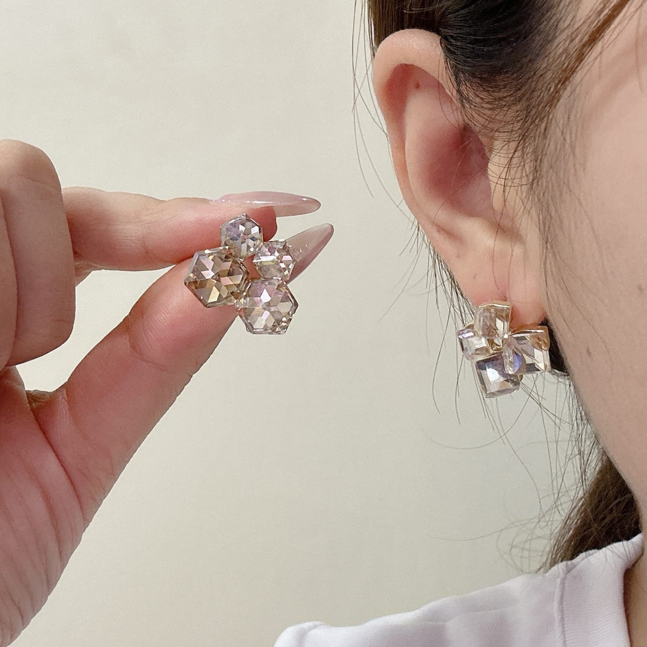 RubyGlow PJX-121 Crystal Earrings - Korean Style Sparkling Red Stones with Elegant Feminine Charm