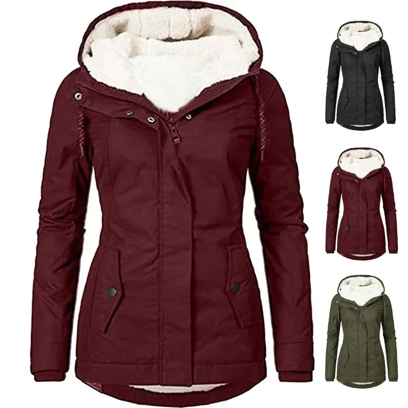 Daisy-Customizable Hooded Plush Parka & Thick Cotton Jacket