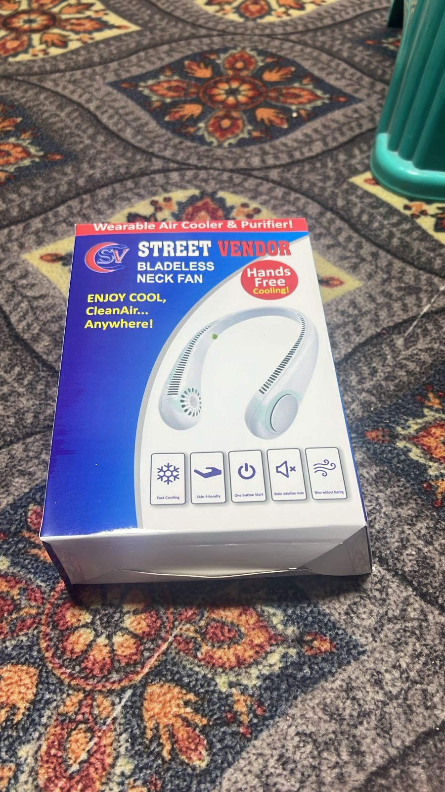 STREET VENDOR Silicone Bladeless Neck Fan – Hands-Free Portable Personal Cooling Fan