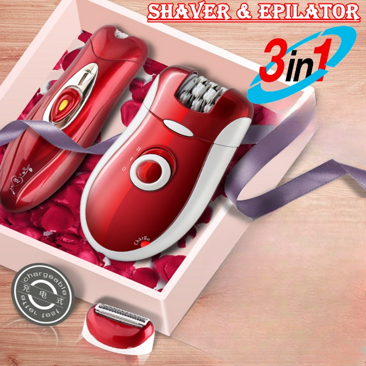Kemei KM-3068 3-in-1 Rechargeable Epilator & Shaver Set