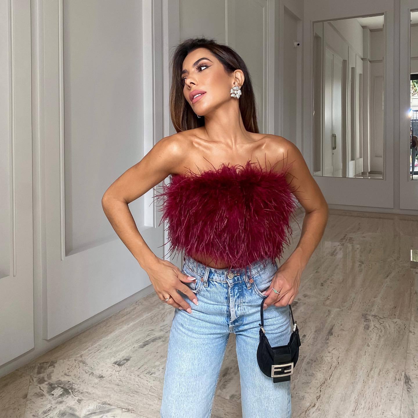 Trendy Fluffy Tube Top - Versatile Cross-Border Fashion Essential