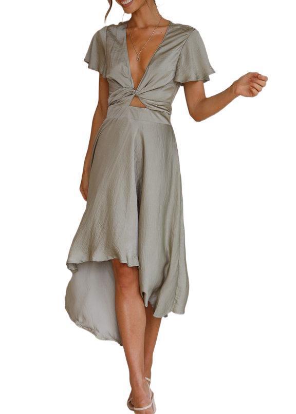 Arabella- Summer V-Neck Irregular Dress - Elegant Flowing Fit