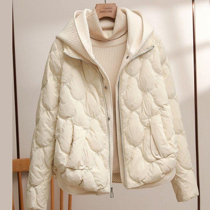 Rosie-Cotton Padded Short Faux Two-Piece Hooded Coat