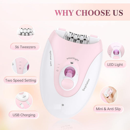 Daling DL-6032 Silk Glide Epilator – Portable 2-Speed Painless Hair Removal for Women