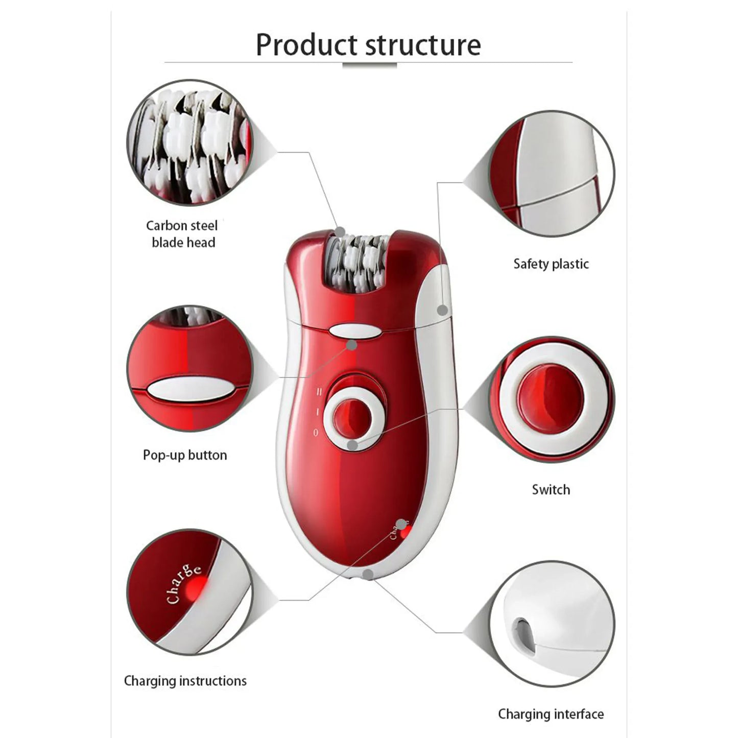 Kemei KM-3068 3-in-1 Rechargeable Epilator & Shaver Set