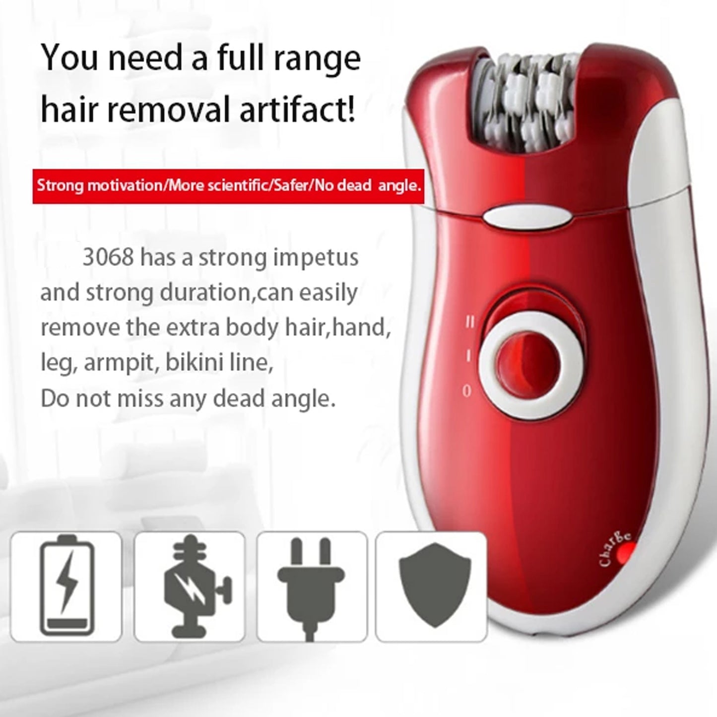 Kemei KM-3068 3-in-1 Rechargeable Epilator & Shaver Set
