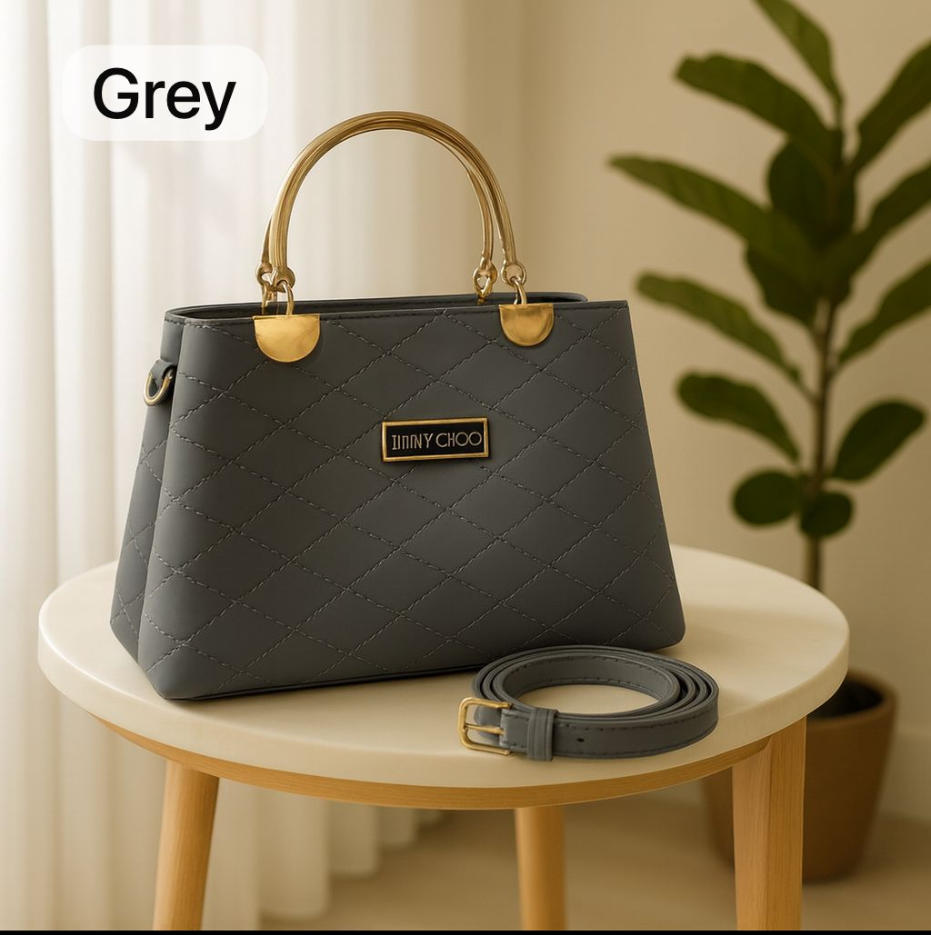 Noir Luxe Quilted Tote – Premium Faux Leather Shoulder Handbag with Gold Handles (Black)