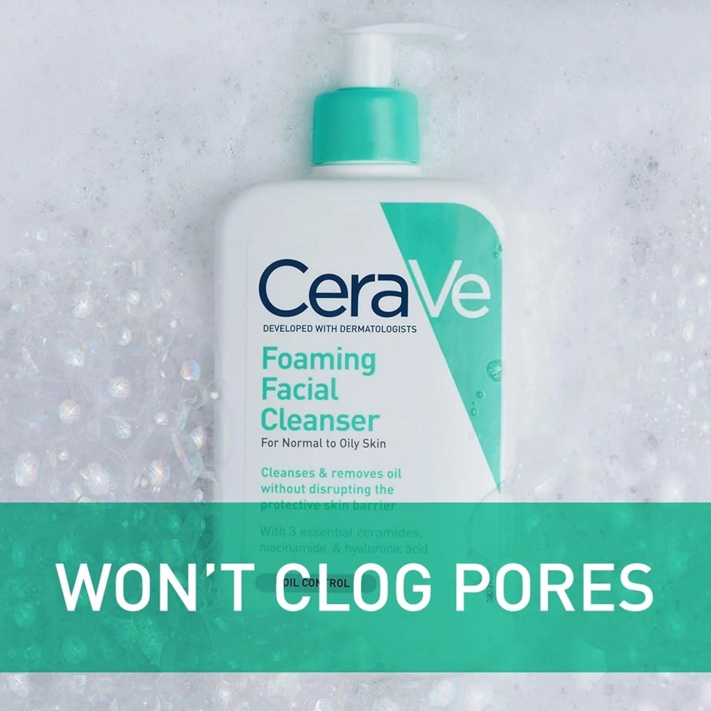 CeraVe OilClear Foaming Facial Cleanser – Deep Cleansing Face Wash with Ceramides & Hyaluronic Acid (237ml)