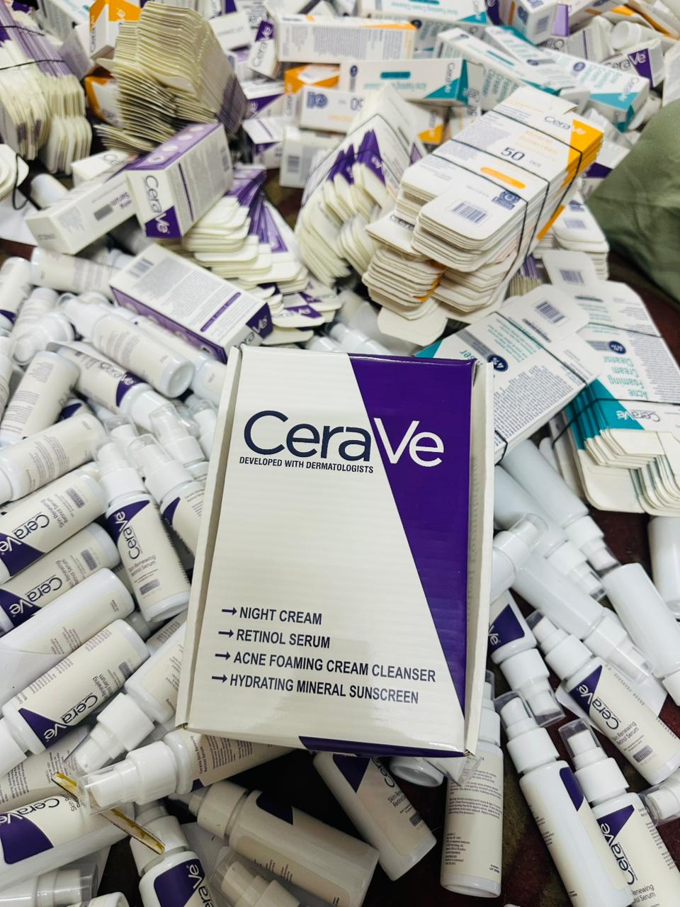 CeraVe Complete Glow & Repair Skincare Kit – SPF 50 Sunscreen, Acne Cleanser, Retinol Serum & Night Cream Set