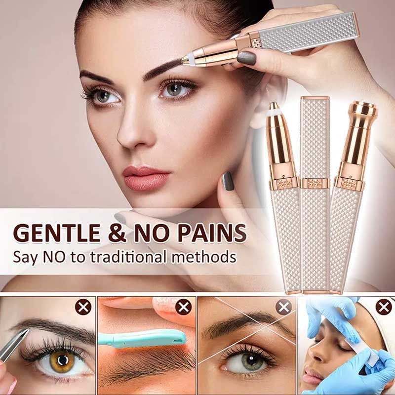 2-in-1 Flawless Hair Remover & Eyebrow Trimmer – Portable Electric Facial Hair Trimmer for Women