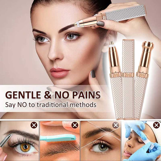 2-in-1 Flawless Hair Remover & Eyebrow Trimmer – Portable Electric Facial Hair Trimmer for Women