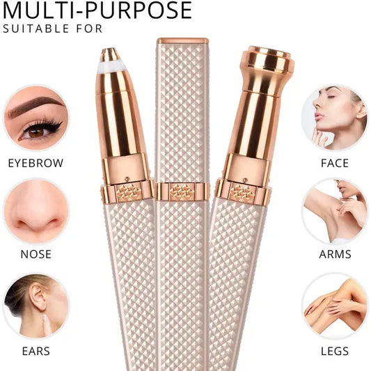 2-in-1 Flawless Hair Remover & Eyebrow Trimmer – Portable Electric Facial Hair Trimmer for Women