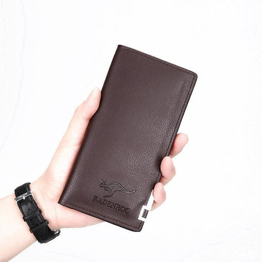 Kangro Brand Vintage PU Leather Long Wallet and Fold Leather Wallet for Men (Black)