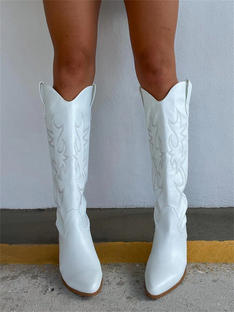 Artisan Embroidered High Tube Knee-High Boots - Ethnic Chic Footwear