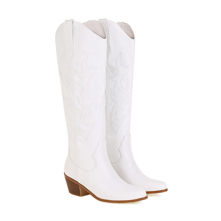 Artisan Embroidered High Tube Knee-High Boots - Ethnic Chic Footwear