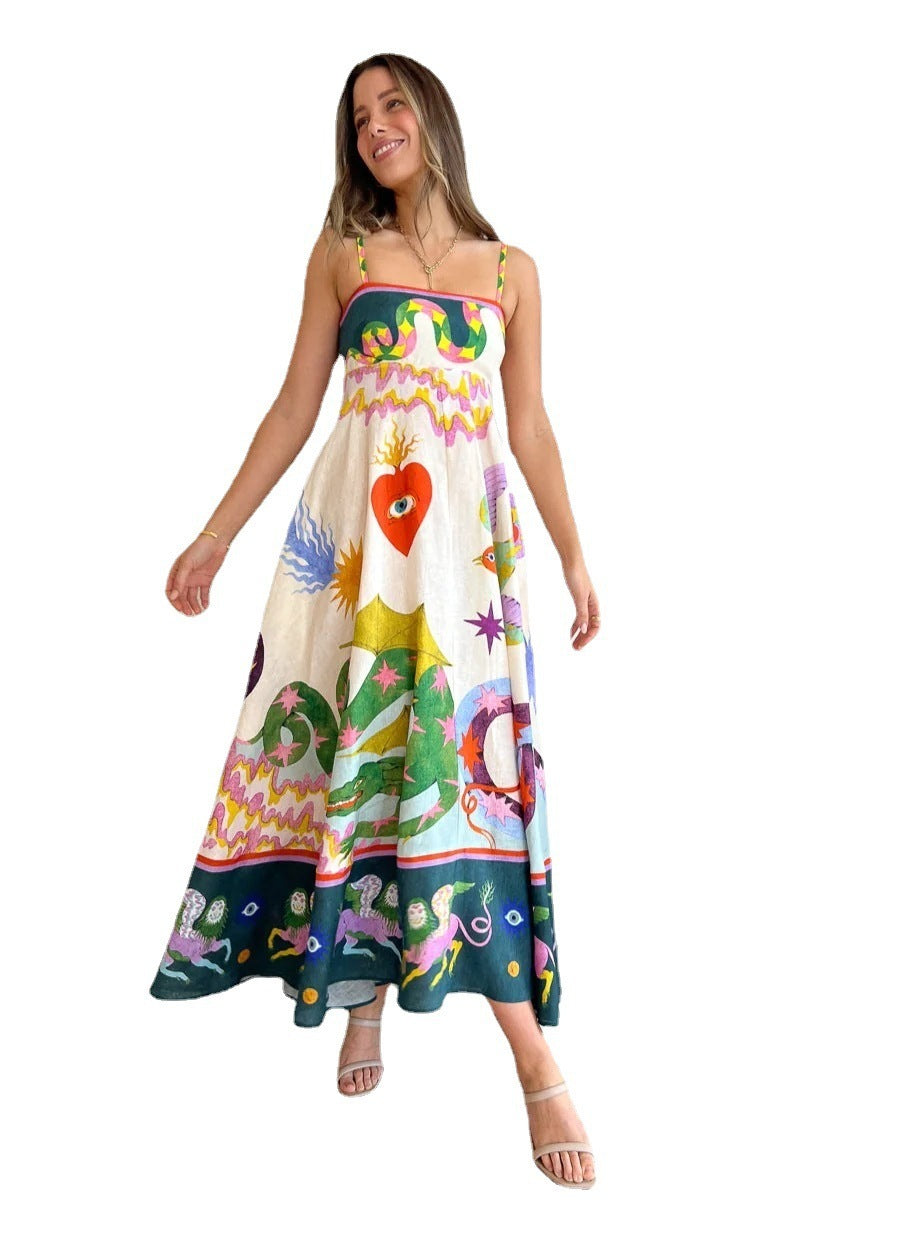 Hallie-Effortless Women's Printed Sleeveless Swing Maxi Dress