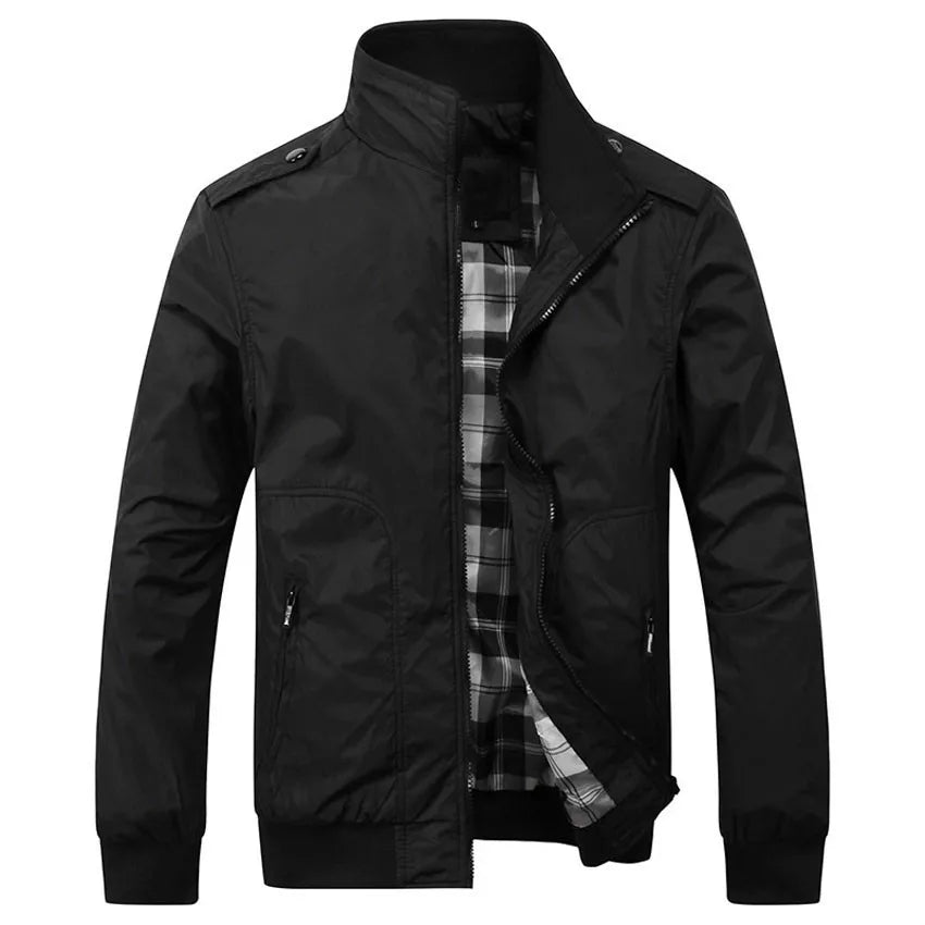 Leo-Business Polos Solid Fit Military Bomber Windbreaker Jacket