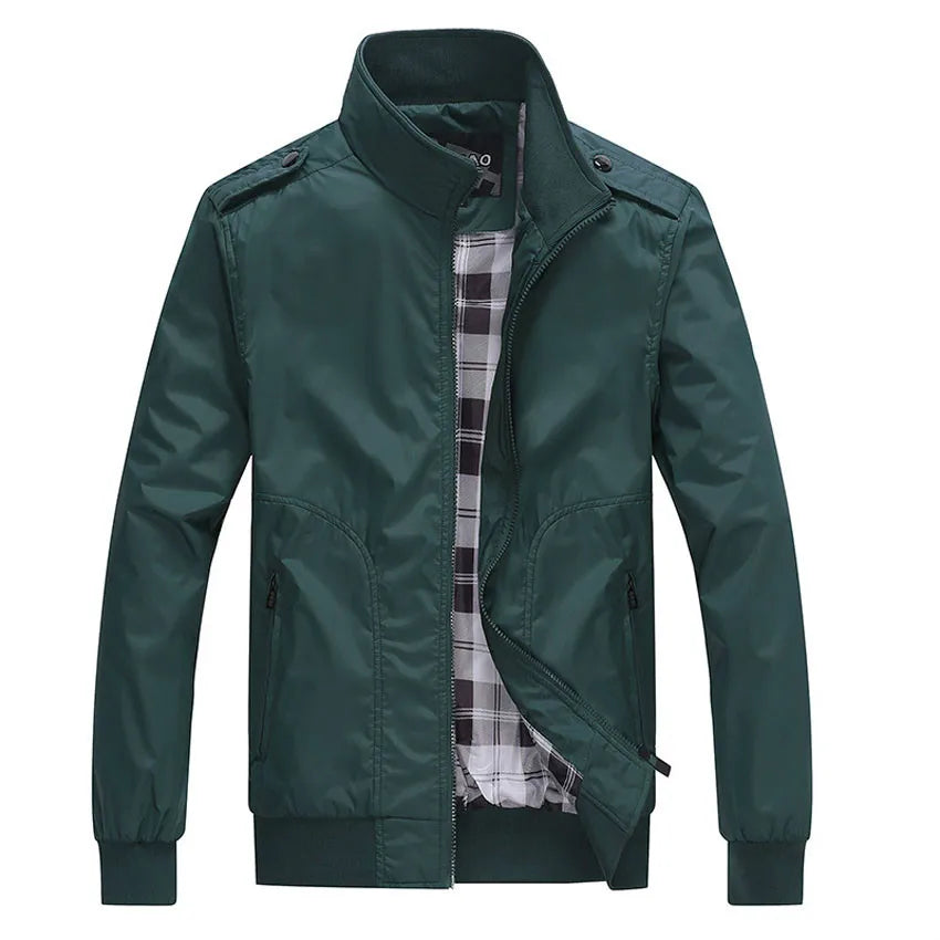 Leo-Business Polos Solid Fit Military Bomber Windbreaker Jacket