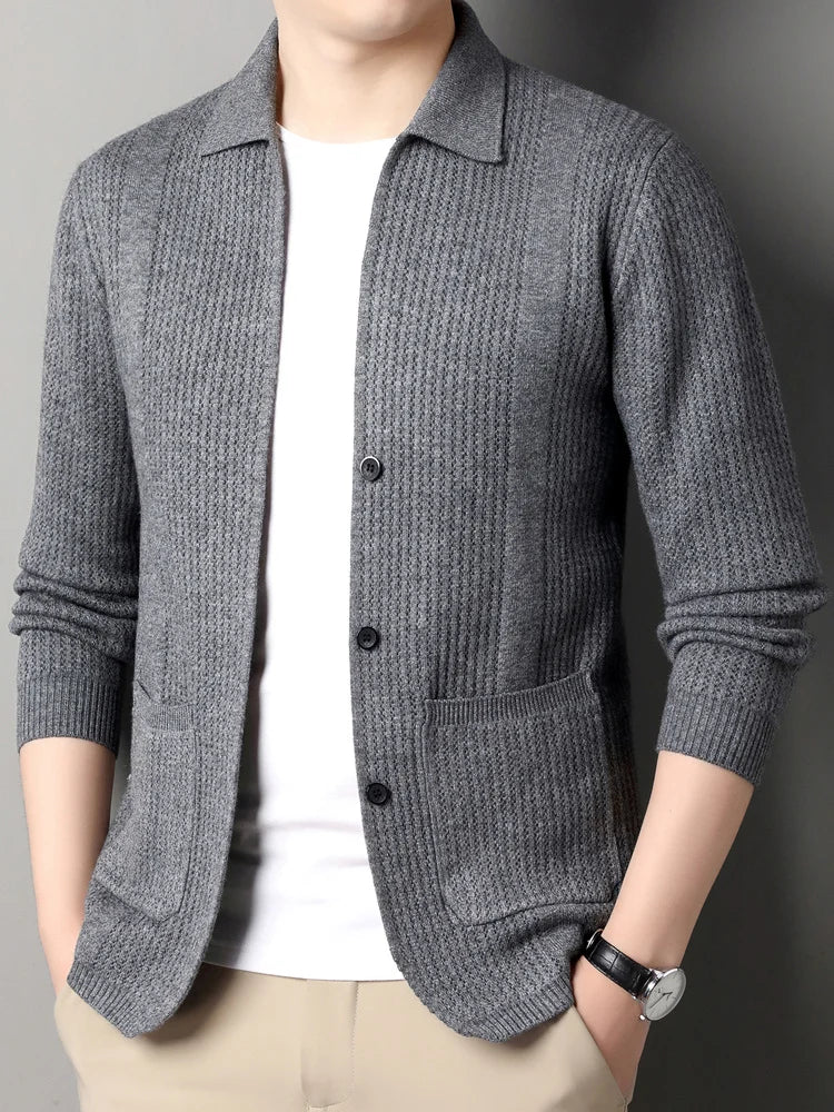 Rory-Cotton Lapel Cardigan Jacket-Thin Knitted Sweater Coat