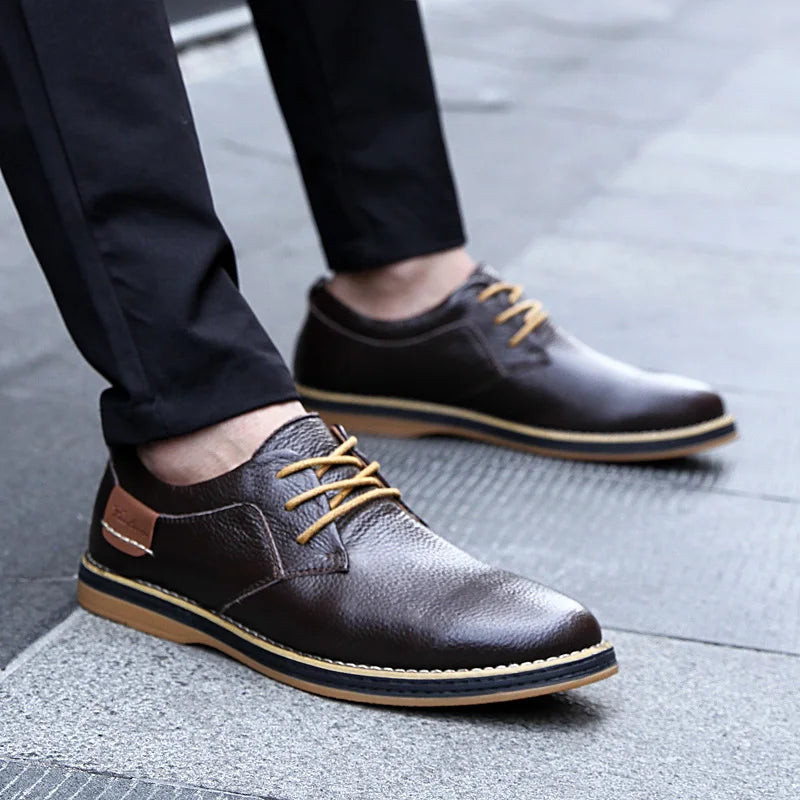 Elijah-Italian Brogue Leather Oxfords - Luxury Lace-Up Dress Shoes