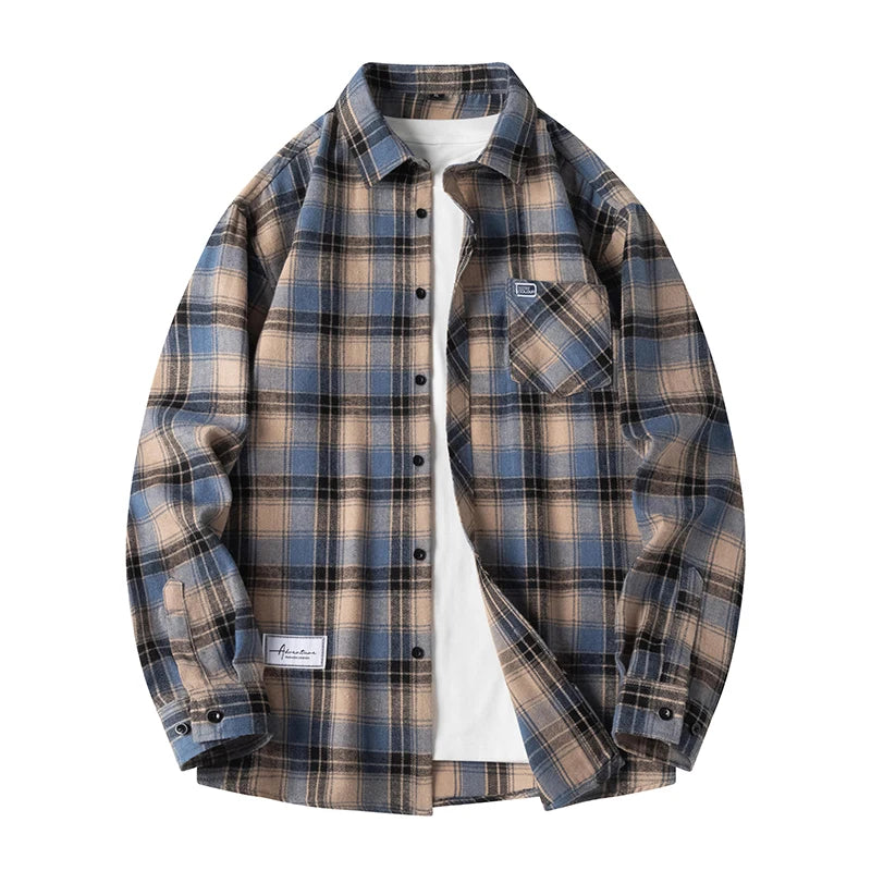 Luca-Casual Green Dress Plaid Flannel Shirt