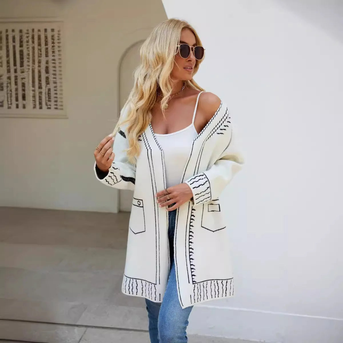 Women's Korean Style Knitted V-Neck Sweater