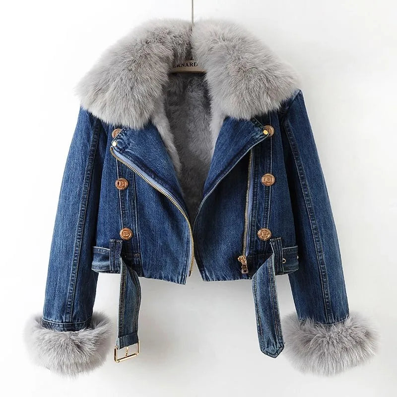 Arabella-Winter Thickened Women's Denim Jacket