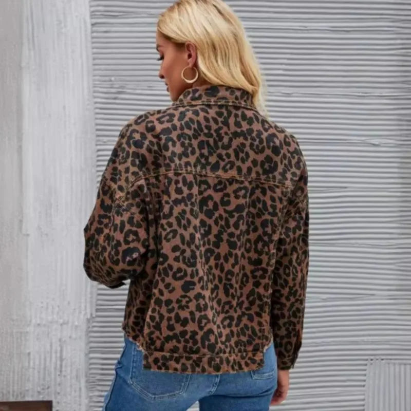 Fashion Leopard Print - Women's Tassel Hem Jacket