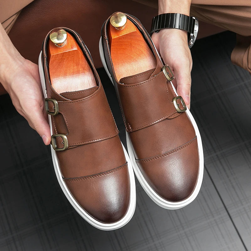 Otis-Double Buckle Casual Leather  Shoes