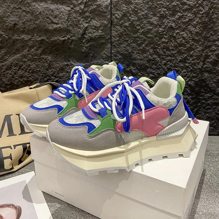 Sienna-Fashion Colorful Lace-Up Casual Sneakers