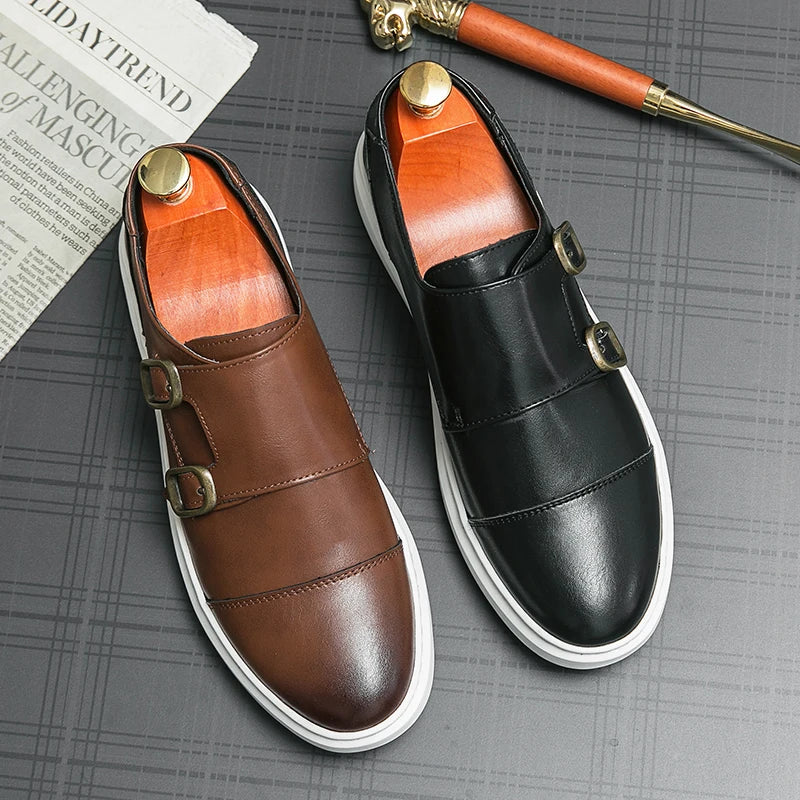 Otis-Double Buckle Casual Leather  Shoes