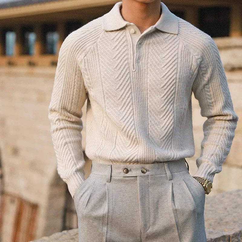 Otis-Thickened Warm Knitted Lapel Sweater