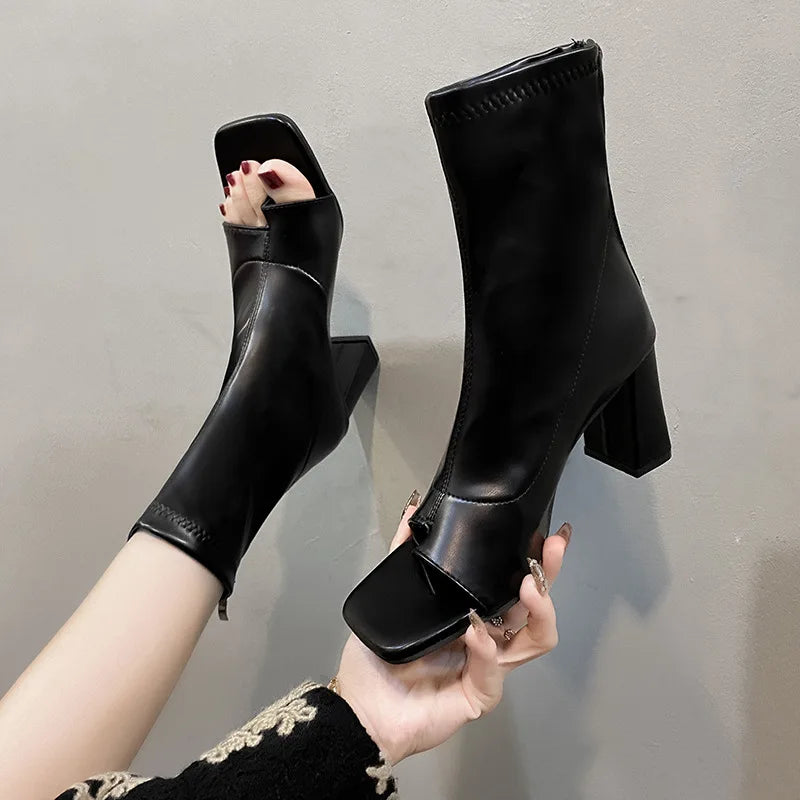 Iris-Open Toe Clip Sandals & Smoke Tube Boots