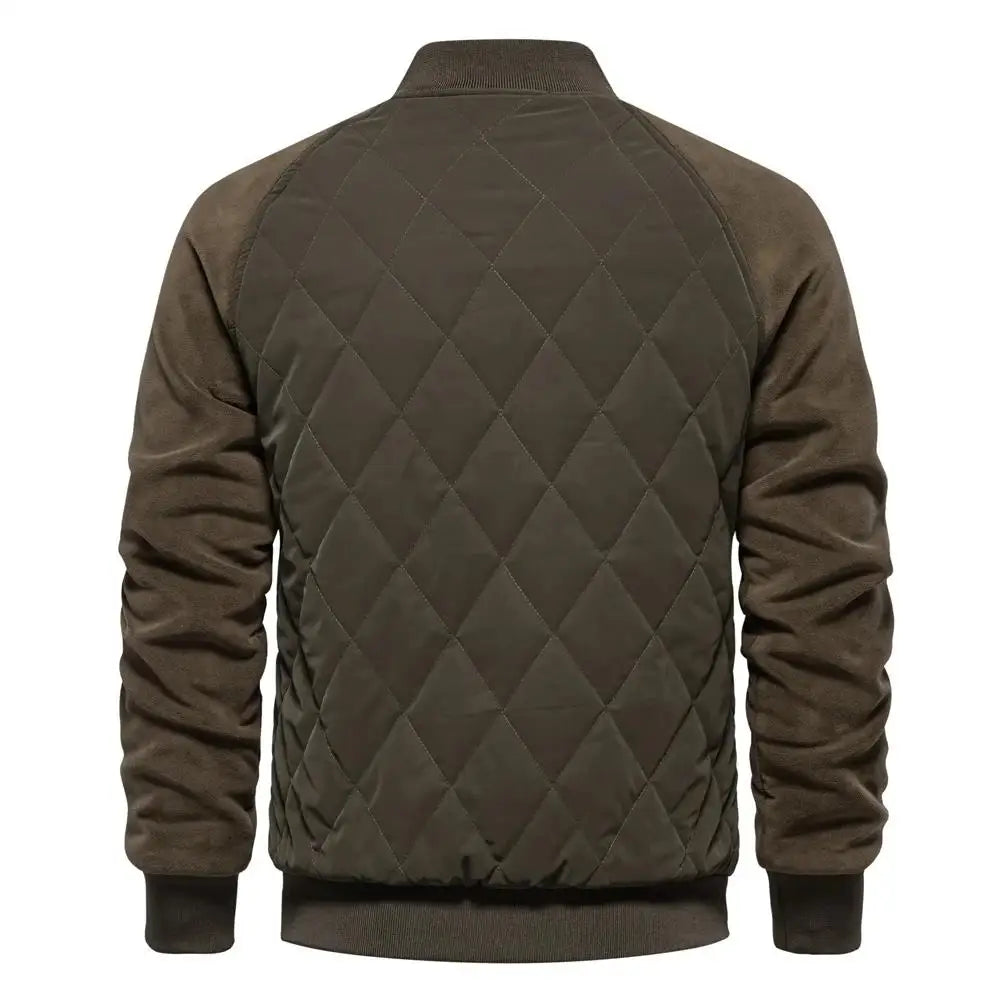 Men's Patchwork Fleece-Lined Bomber Jacket