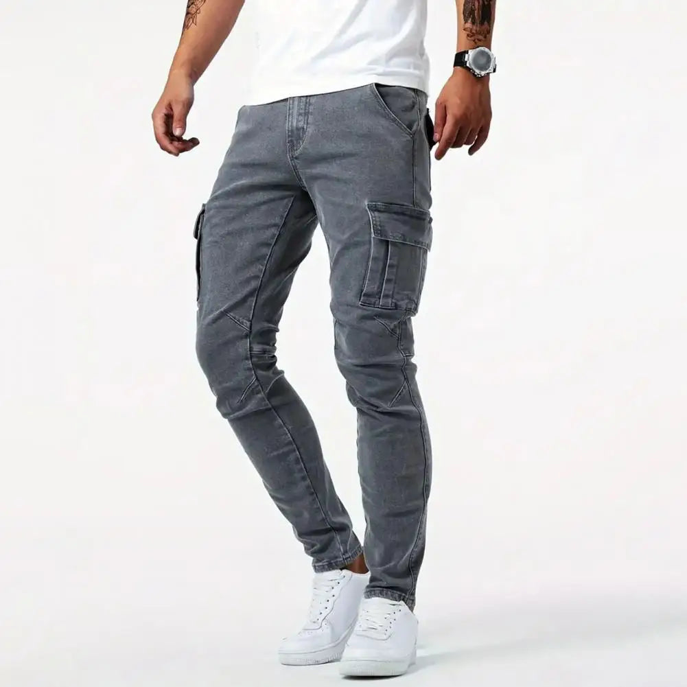 Ezra-Solid Color Durable Slim Fit Work Pants