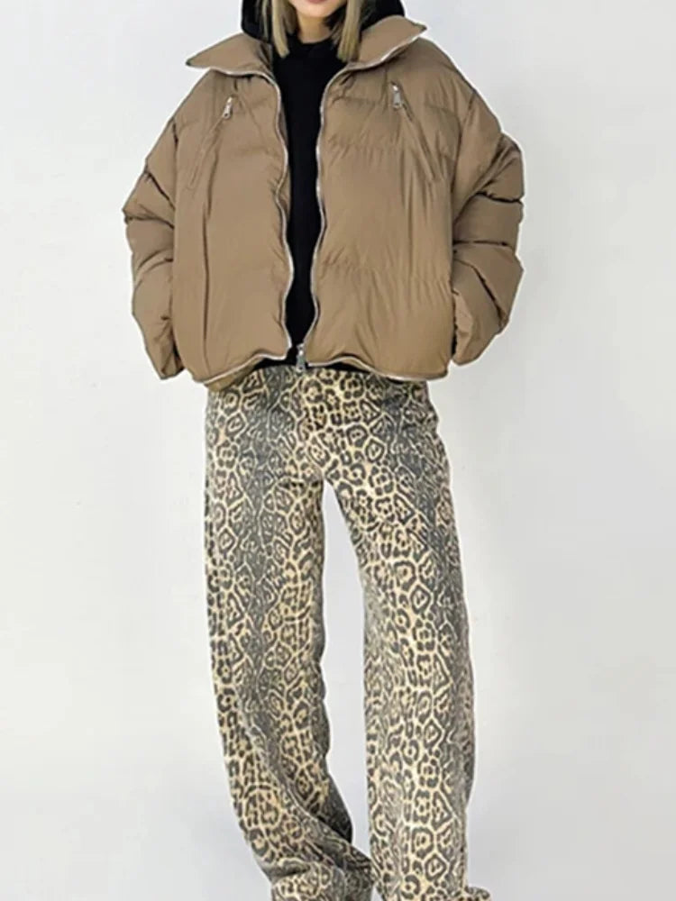 Bella-Vintage Street Leopard Print Trousers