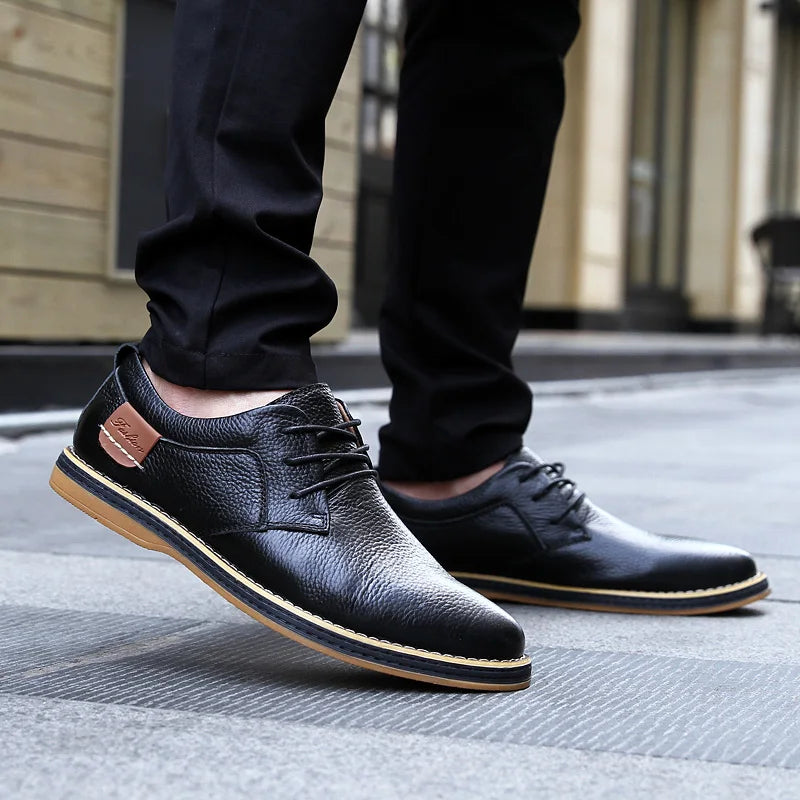 Elijah-Italian Brogue Leather Oxfords - Luxury Lace-Up Dress Shoes