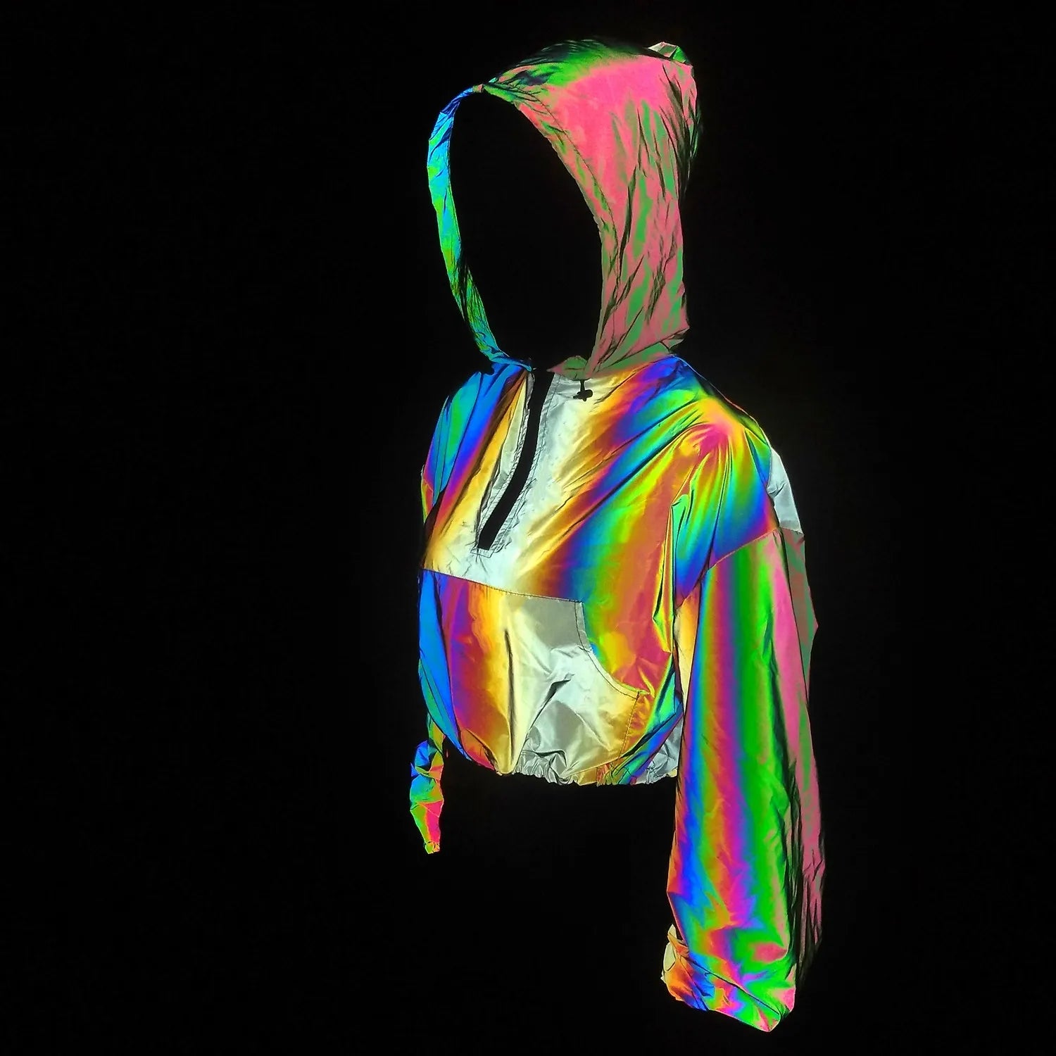 Florence-Yellow Pink Rainbow Reflective Cropped Jacket