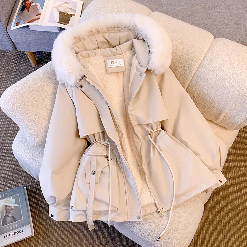 Poppy-Oversized Hooded Puffer Jacket with Faux Fur