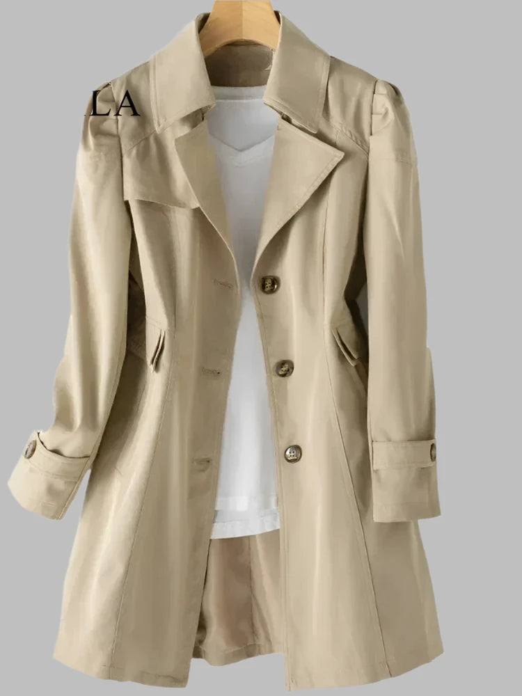 Rosie-Spring Autumn Casual Long Windbreaker Coat