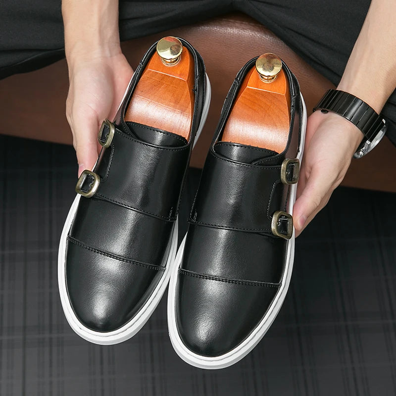 Otis-Double Buckle Casual Leather  Shoes