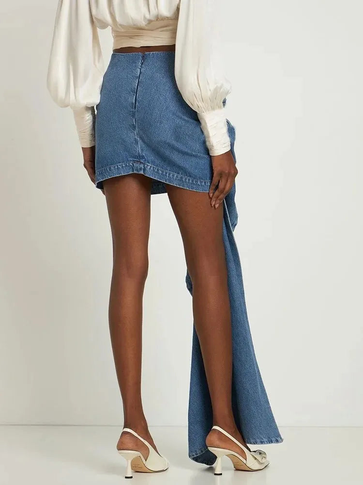 Esme-Patchwork Applique Denim Skirt