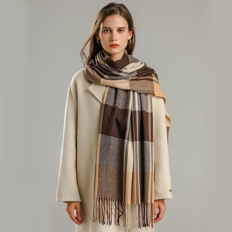 Zara-Warm Cashmere Plaid Blanket Scarf