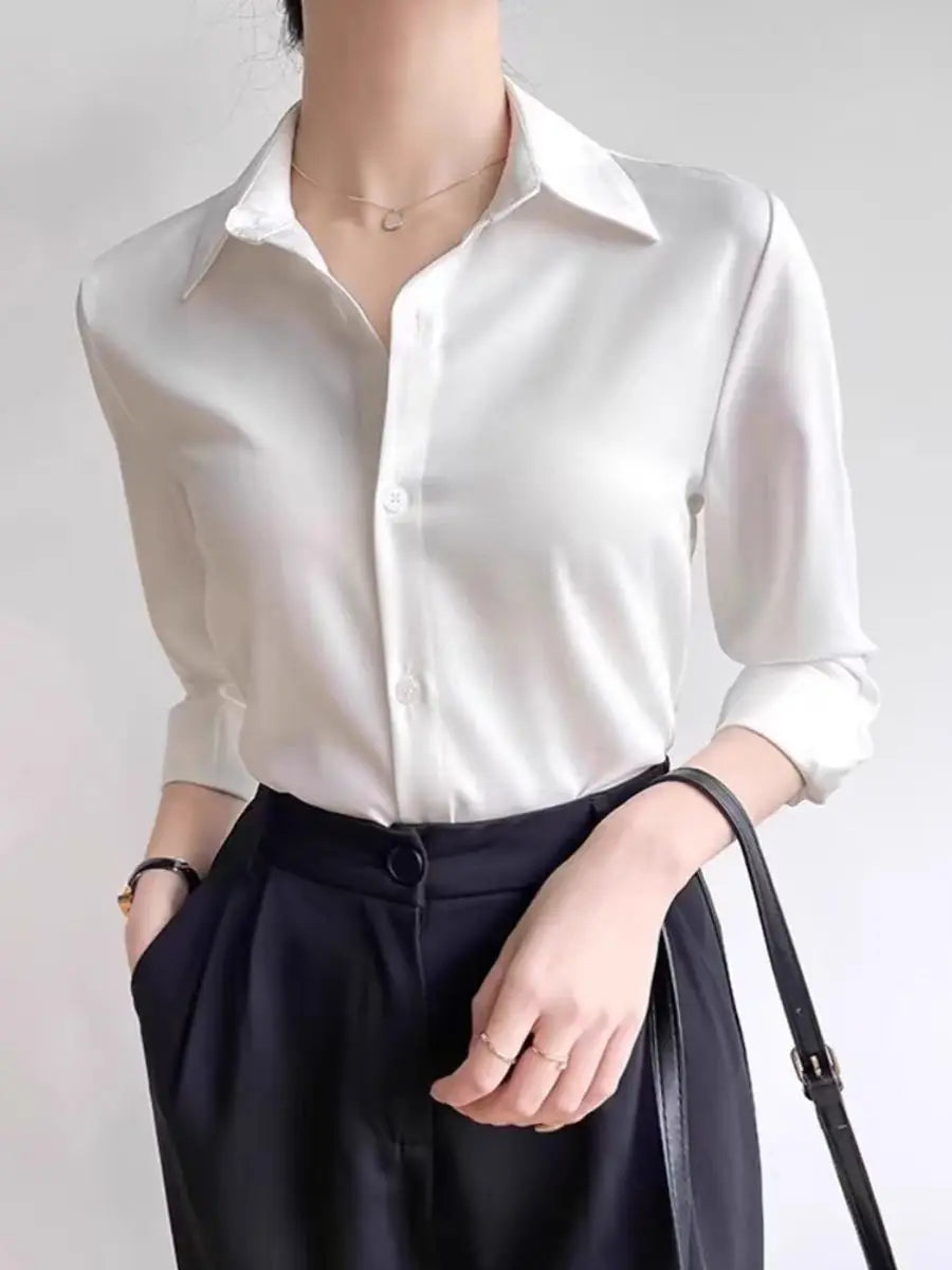 Aria-Simple Women's Satin Shirt