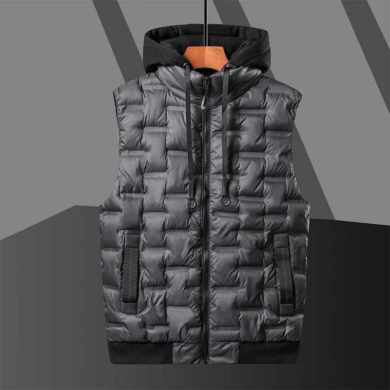 Crocodile Brand Men's Sleeveless Vest - Warm Winter Hooded Casual Jacket