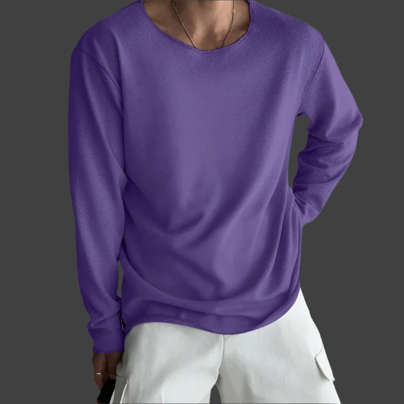 Ezra-Casual Long Sleeve Breathable O-Neck T-Shirt