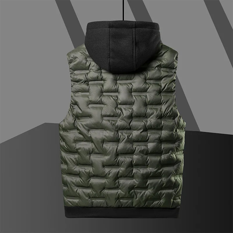 Crocodile Brand Men's Sleeveless Vest - Warm Winter Hooded Casual Jacket