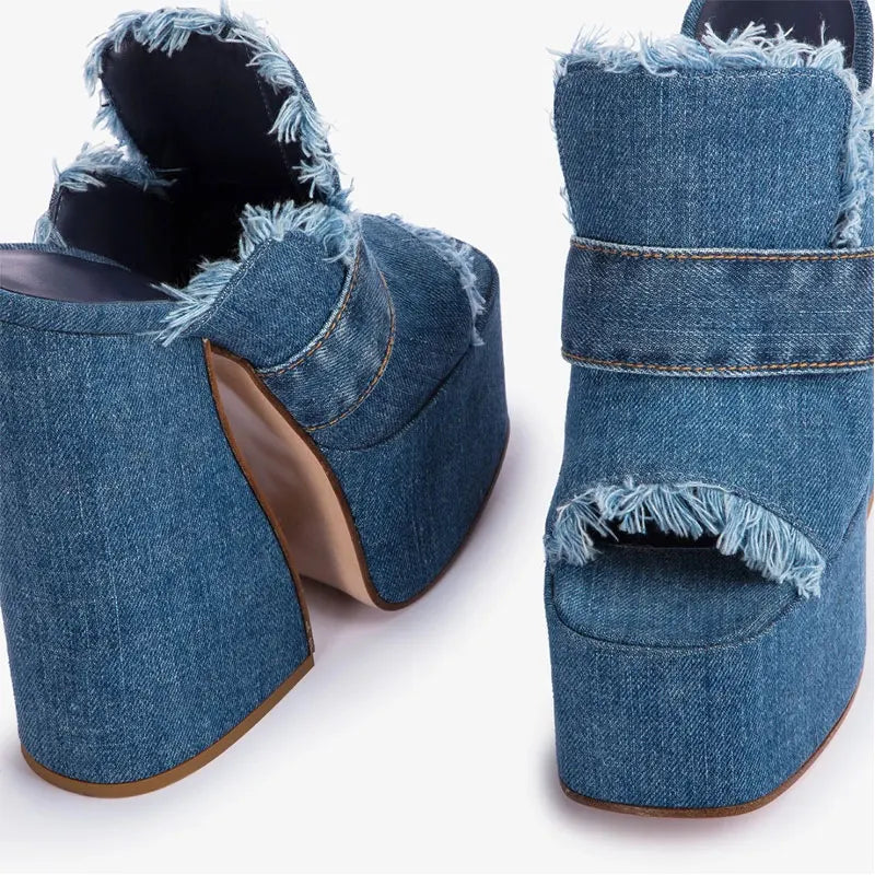 Darcy-Denim Thick High Heel Outdoor Fashion Sandals