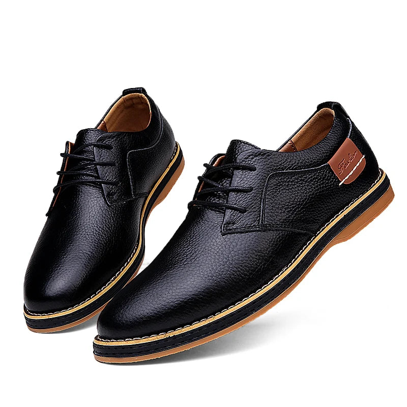 Elijah-Italian Brogue Leather Oxfords - Luxury Lace-Up Dress Shoes