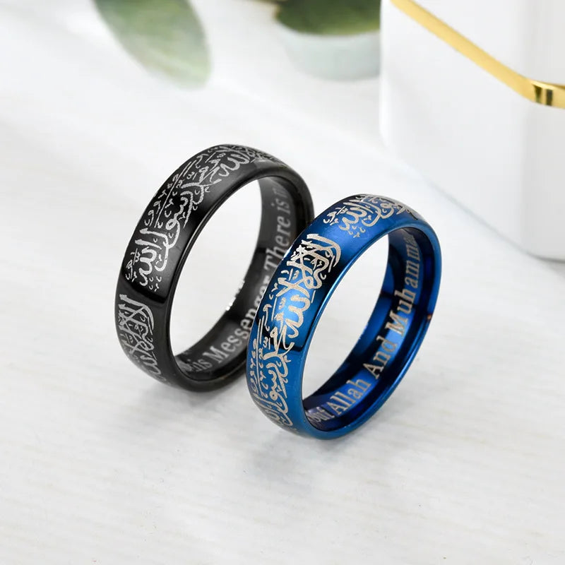 Trendy Titanium Steel Quran Messenger Rings - Vintage Arabic God Jewelry